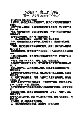 党组织年度工作总结