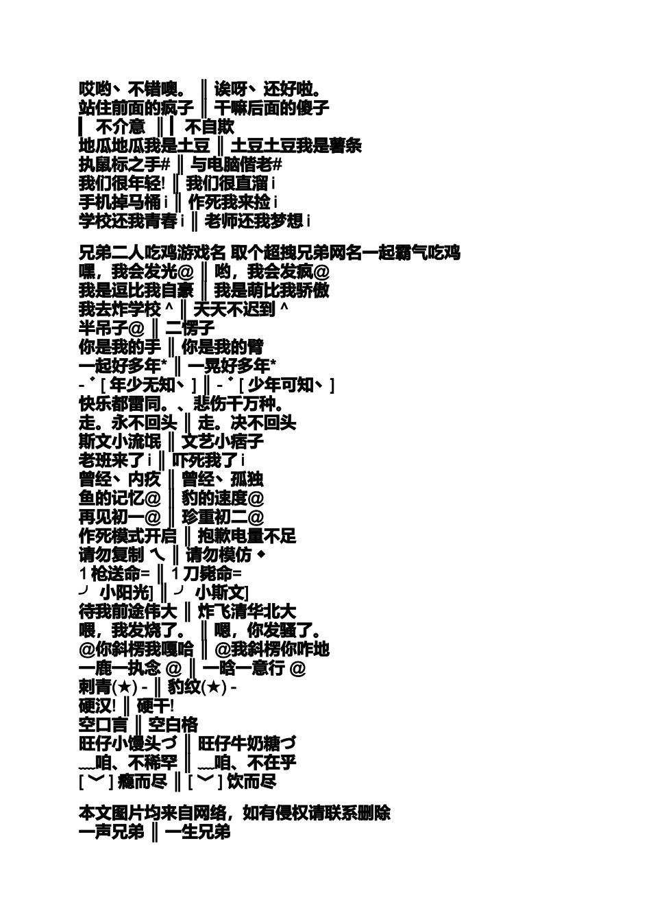 兄弟二人吃鸡游戏名取个超拽兄弟网名一起霸气吃鸡_第3页
