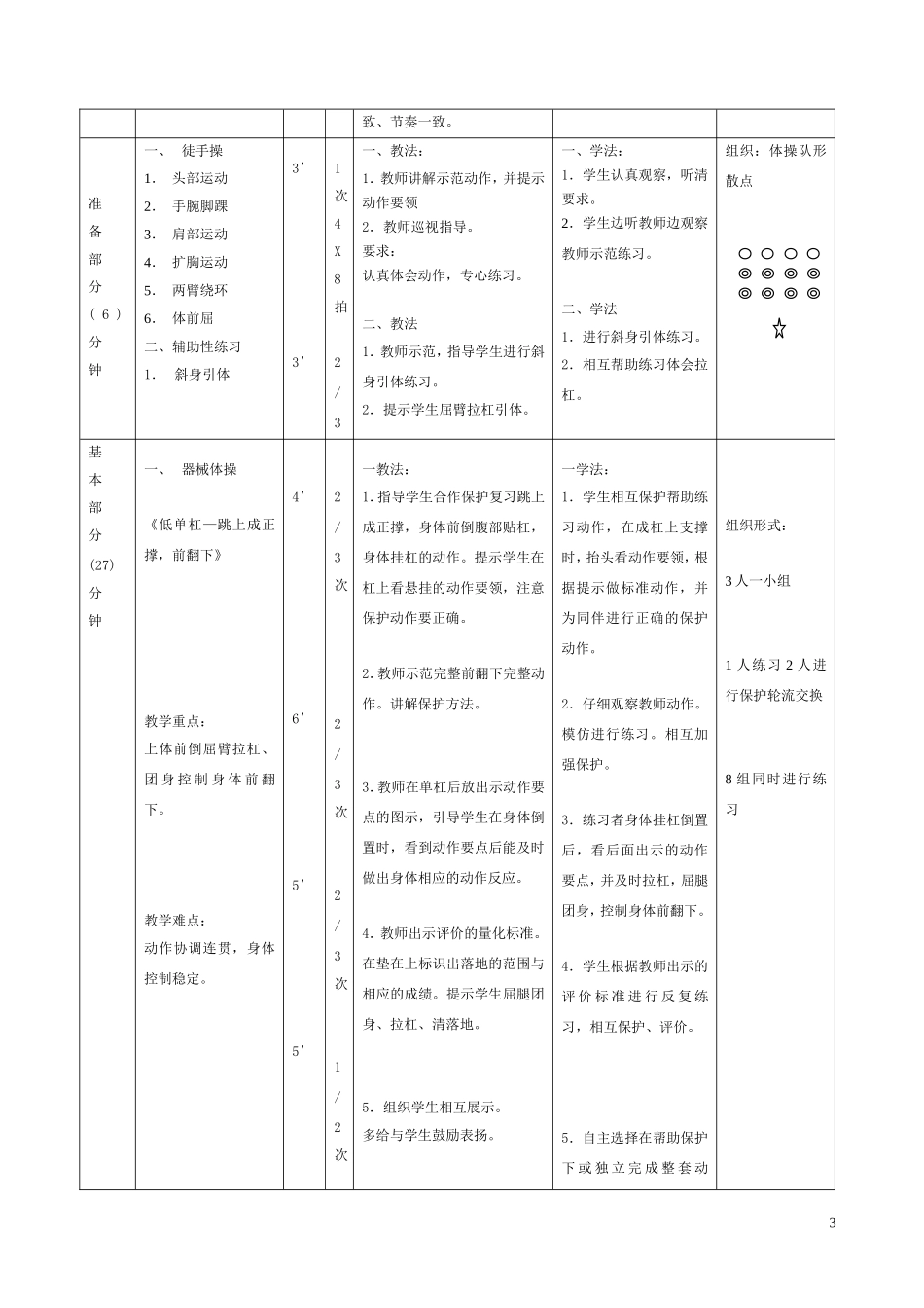 低单杠教学设计教案_第3页