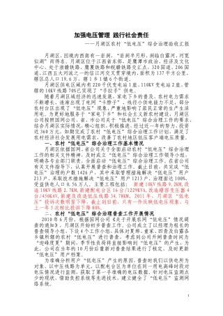 低电压治理工作总结