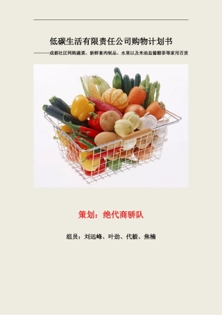 低碳生活有限责任公司购物计划书(绝代商骄队)