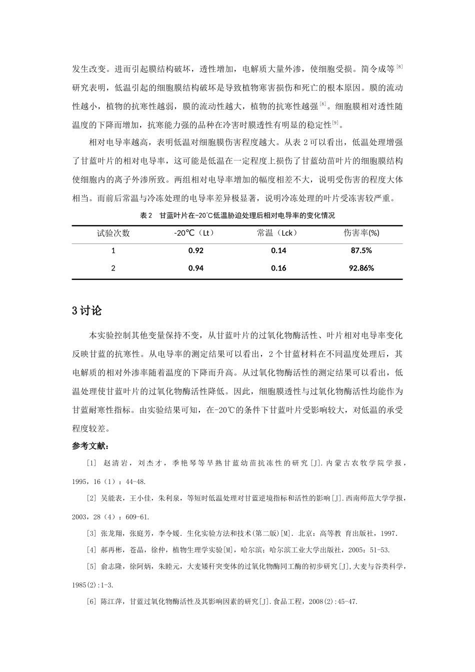 低温胁迫对甘蓝叶片抗寒性的影响_第3页
