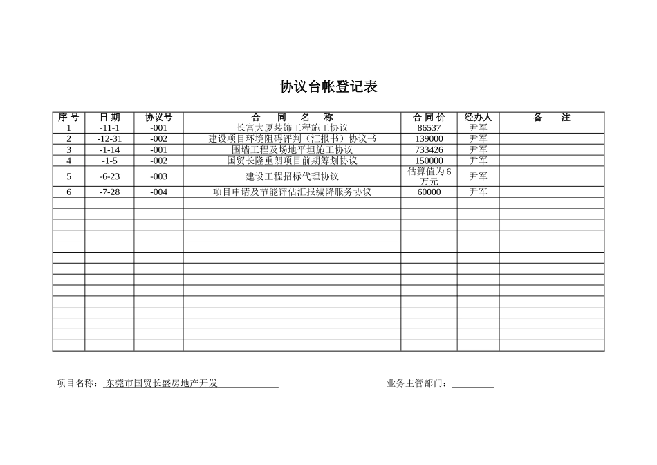 合同台帐登记表_第1页
