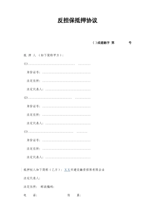 融资担保有限公司反担保抵押合同二次抵押