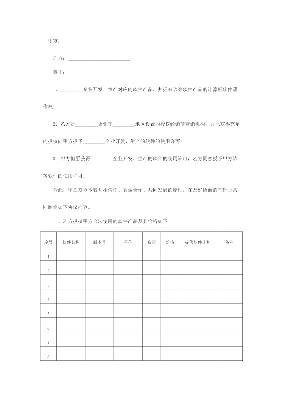 软件销售合同使用许可_第1页