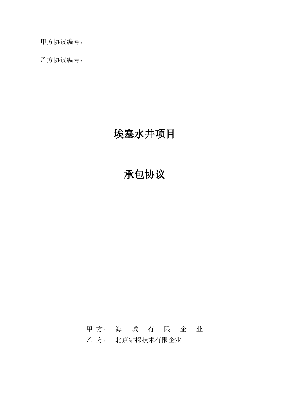 水井项目承包合同_第1页