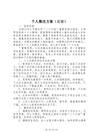 个人整改方案（公安）