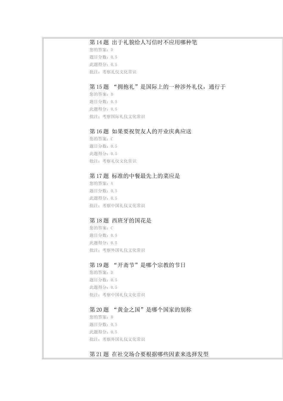 公共社交礼仪2015年在线作业一二及在线考试答案_第3页