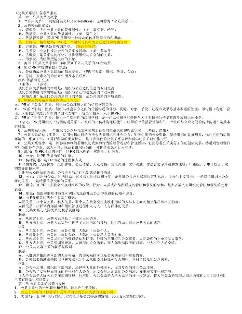 公共关系学复习(各章重点)_第1页