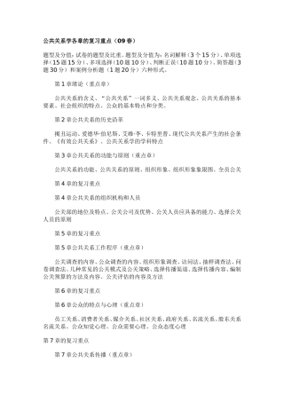 公共关系学各章复习简明重点