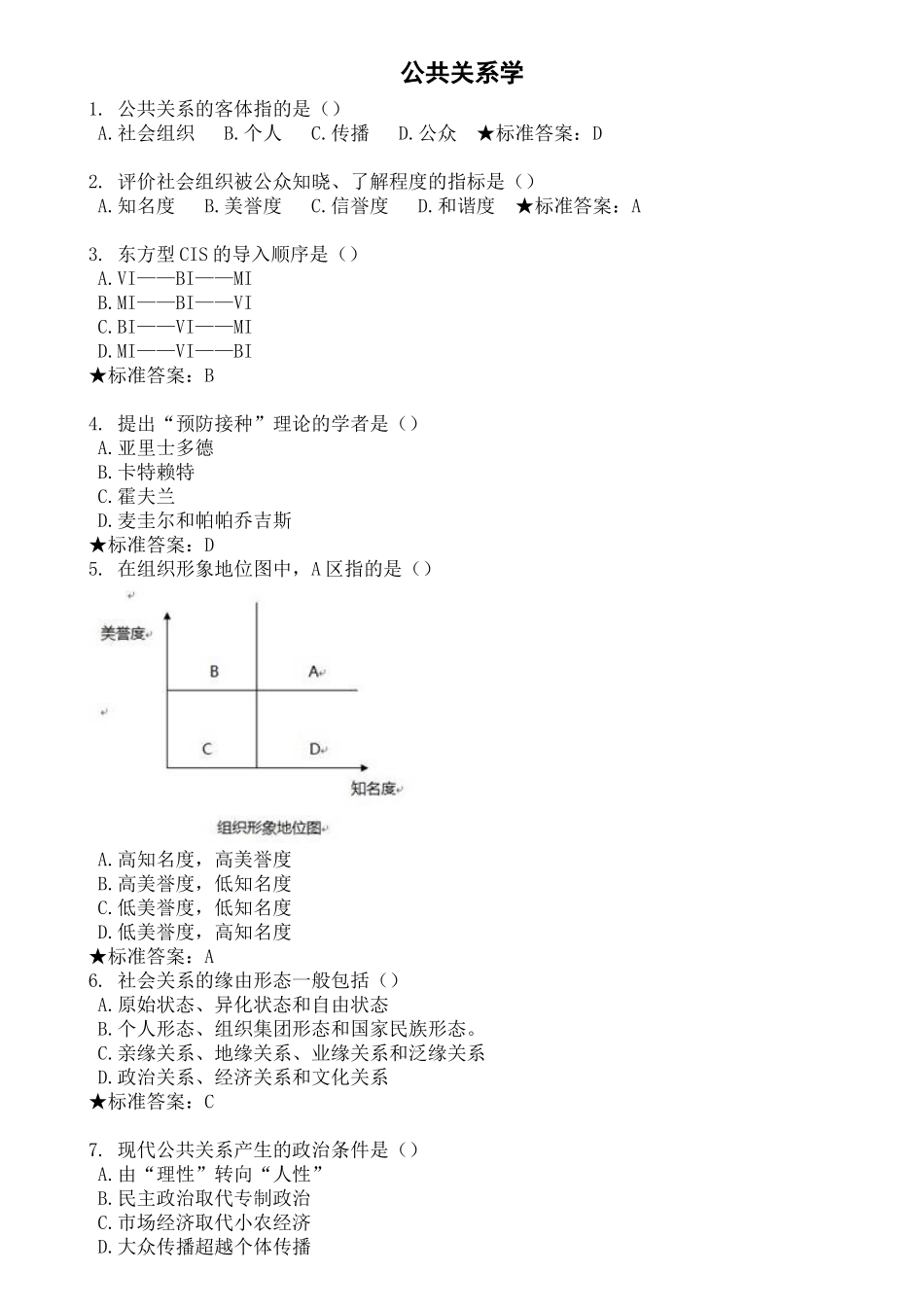 公共关系学-模拟题和作业_第1页