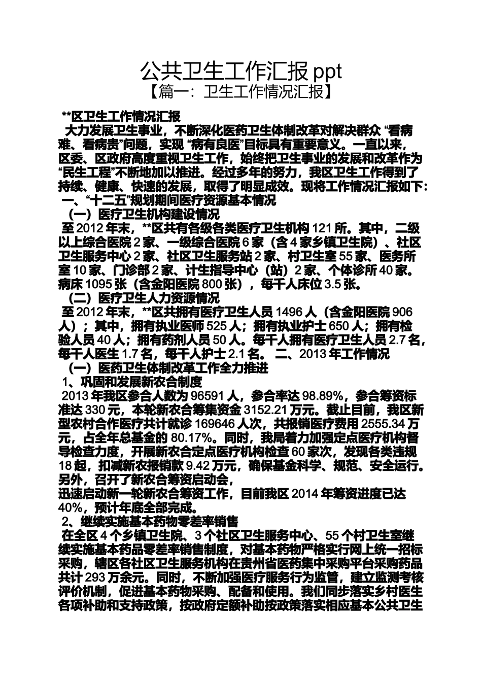 公共卫生工作汇报ppt_第1页