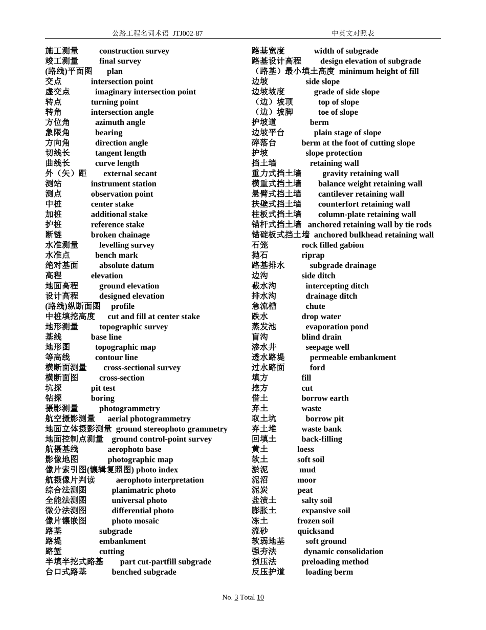 公路工程专业词汇翻译(汉英)_第3页