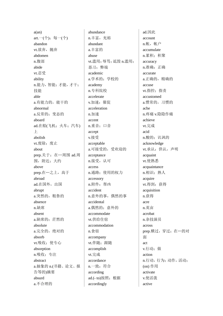 公共英语四级大纲词汇_第1页