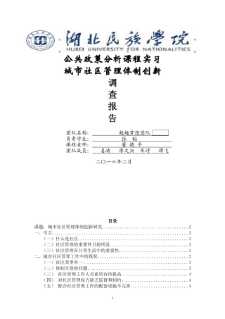 公共政策分析课程实习报告