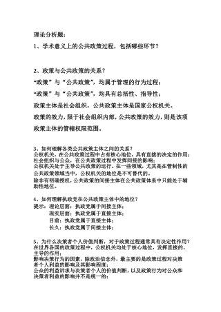 公共政策学复习要点