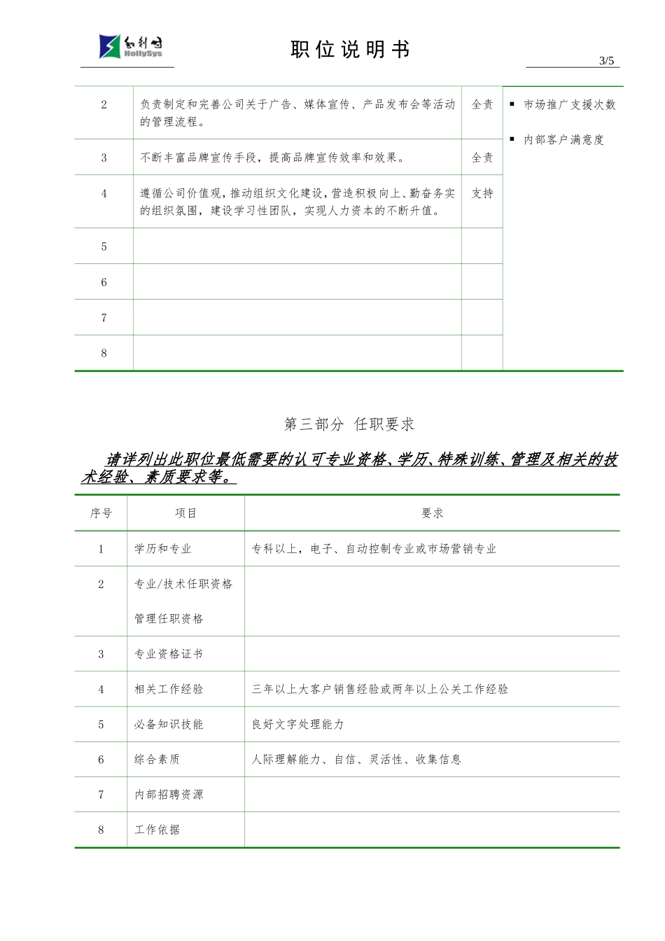公关经理职位说明书_第3页