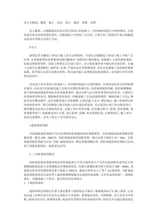 公路隧道施工中的动态设计