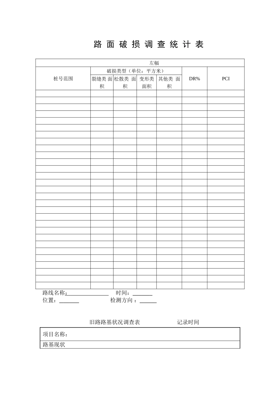 公路外业调查表格_第1页