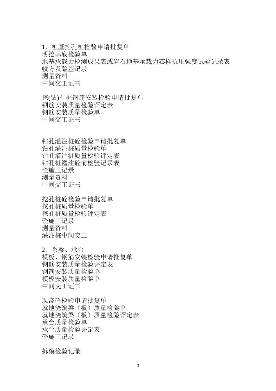 公路乡村道路质检资料顺序清单_第3页