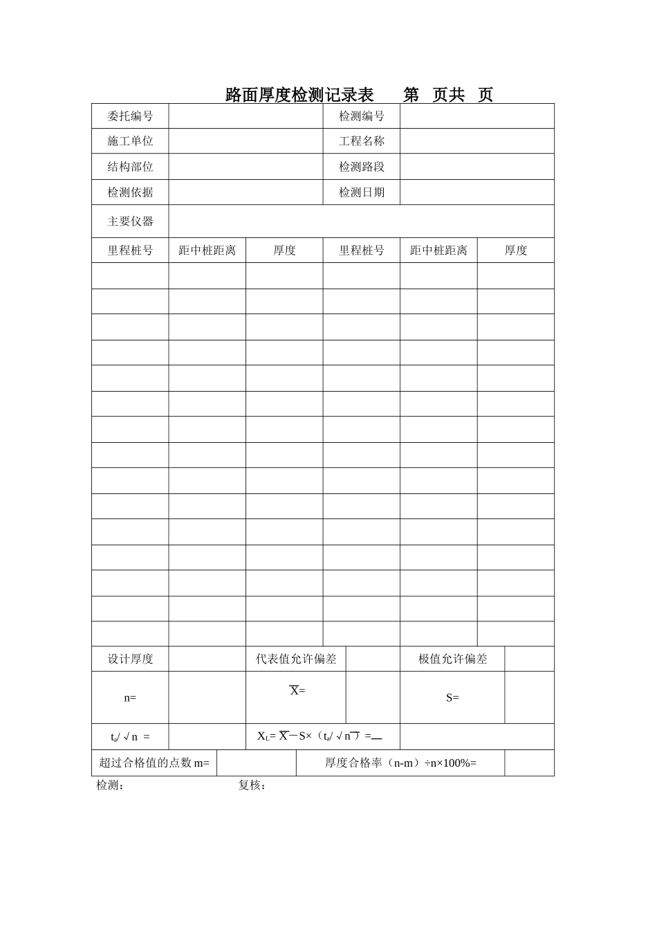 公路综合乙级路基路面检测记录表一套_第1页