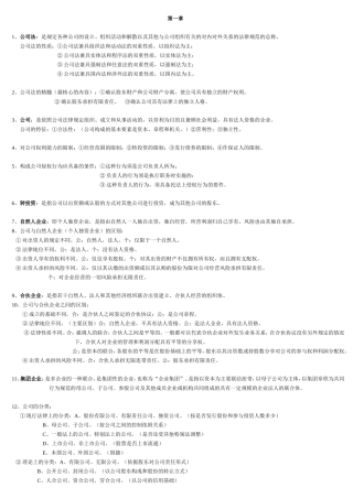 公司法重点归纳、名词解释简答论述