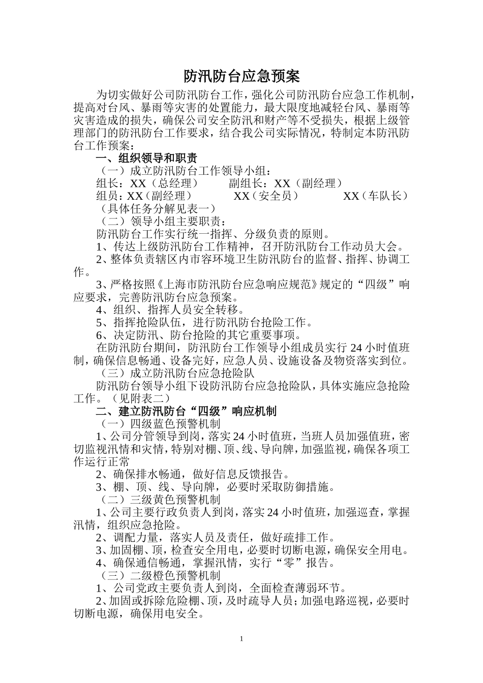 公司防汛防台应急方案_第1页