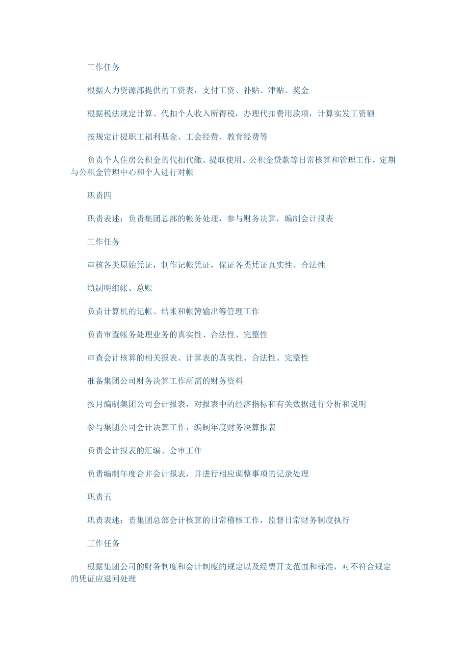 公司财务会计职务说明书_第2页