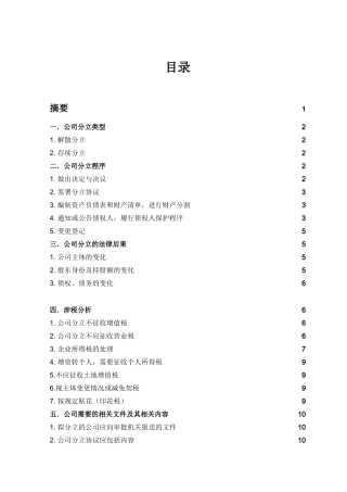 公司分立的流程概况