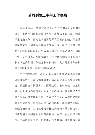 公司副总上半年工作总结