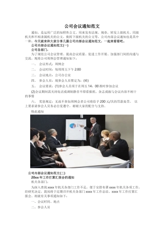 公司会议通知范文