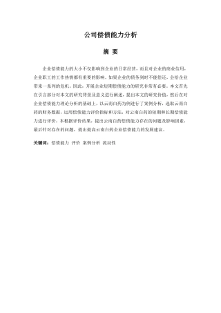 公司偿债能力分析