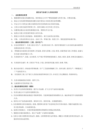 公司各部门岗位职责