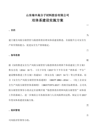 公司2017年双体系建设推进实施方案