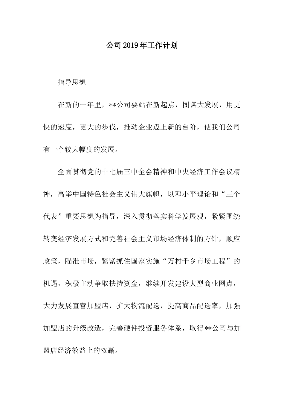 公司2019年工作计划_第1页