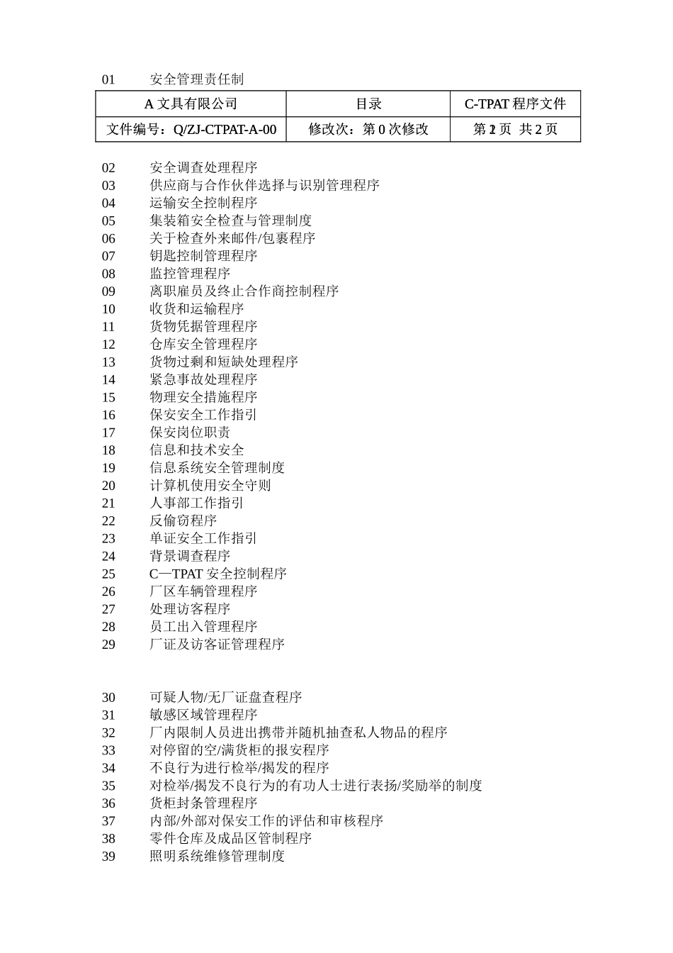 公司C-TPAT程序文件全套_第2页