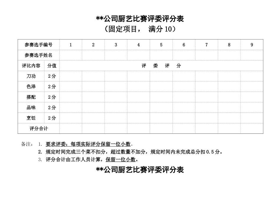 公司厨艺比赛评分表_第1页