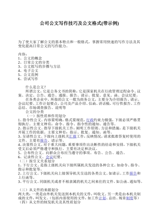 公司公文写作技巧及公文格式(带示例)