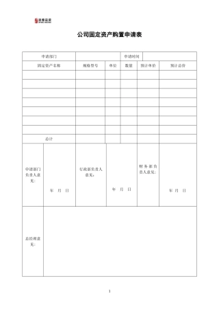 公司固定资产管理表格