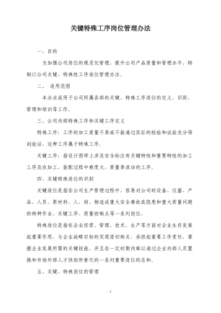 公司关键特殊岗位管理办法