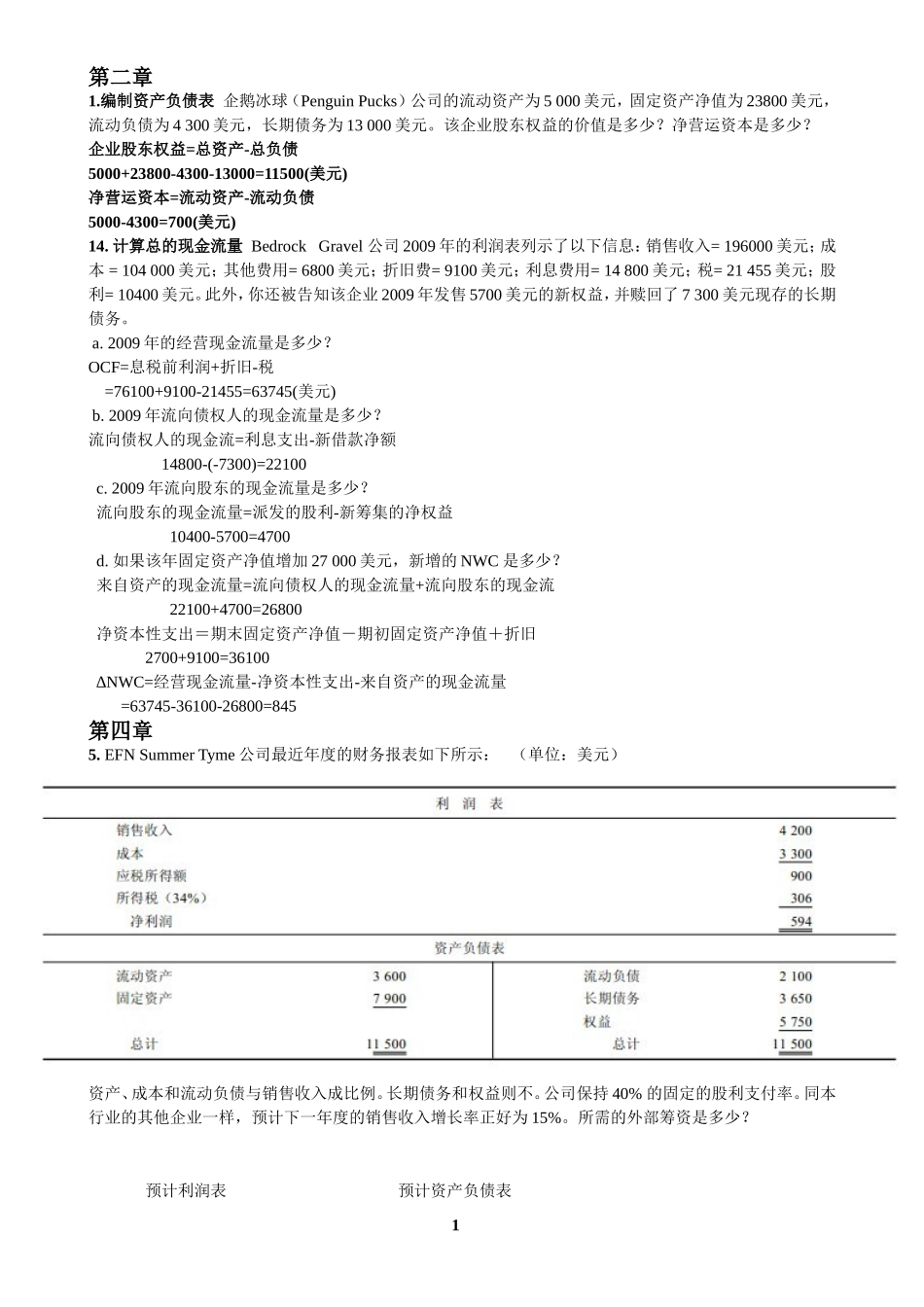 公司金融计算题(有答案)_第1页