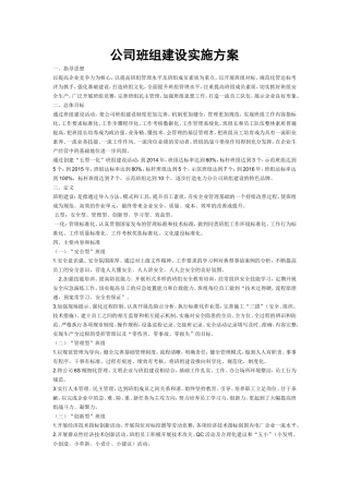 公司班组建设实施方案