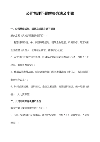 公司管理问题解决方法及步骤