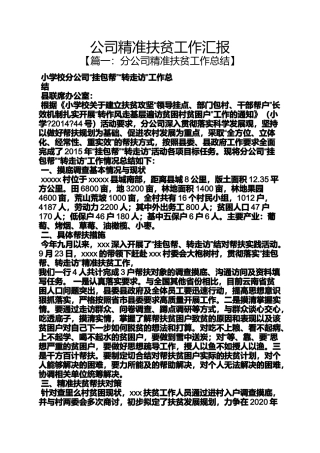 公司精准扶贫工作汇报