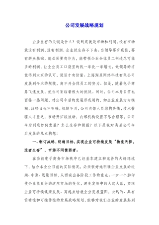 公司发展战略规划