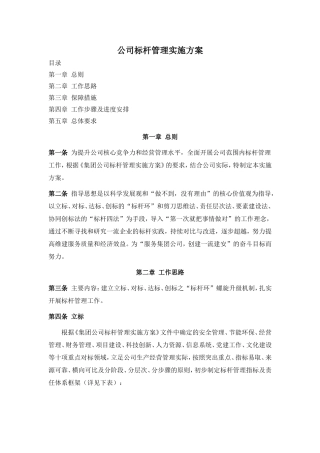 公司标杆管理实施方案