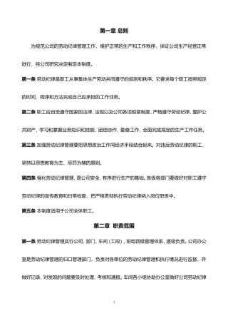 公司劳动纪律管理制度