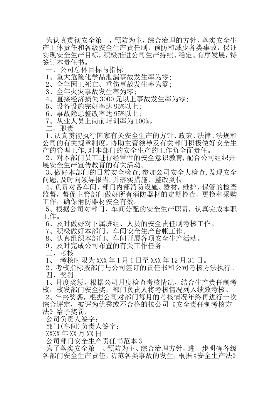 公司部门安全生产责任书范本-文档资料_第3页