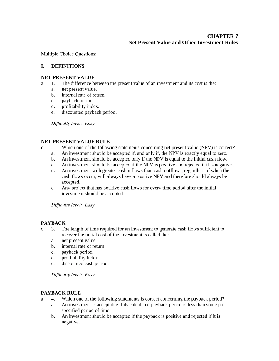 公司理财(英文版)题库7_第1页