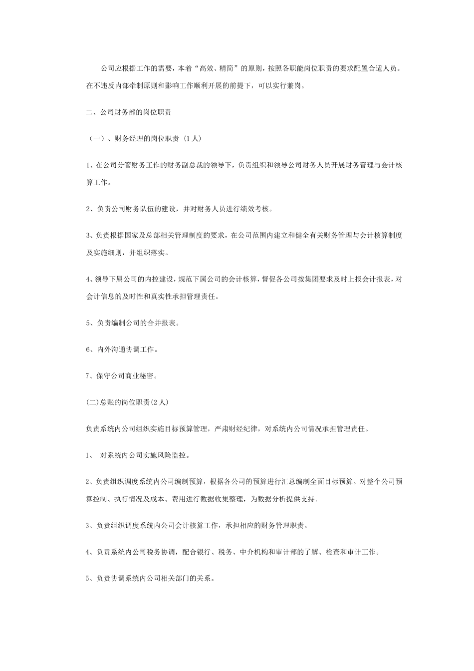 公司财务部岗位设置岗位职责_第2页